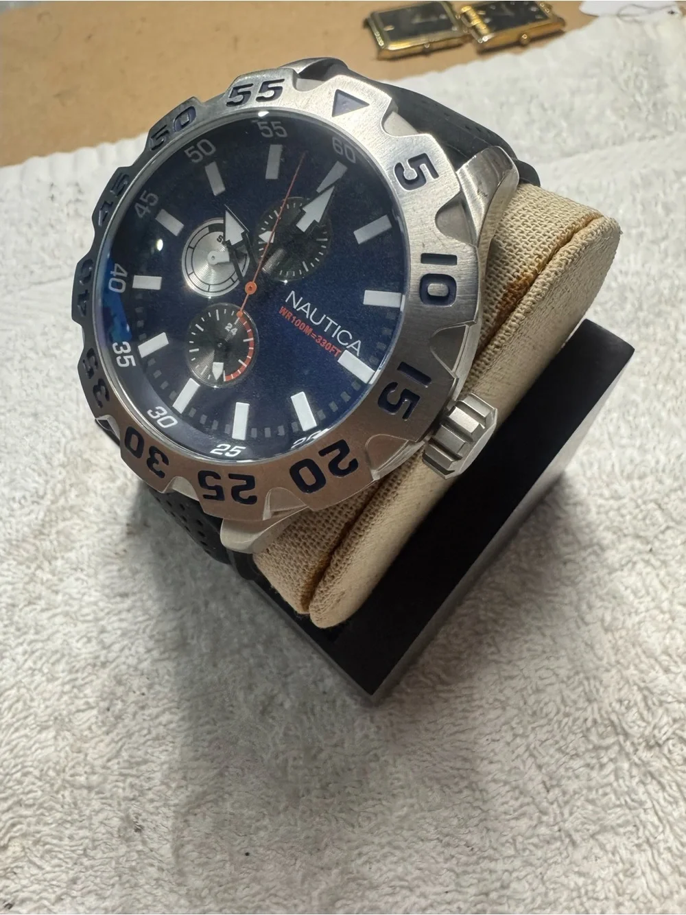 Nautica Men's Navy Dial Chronograph Watch with Black Strap